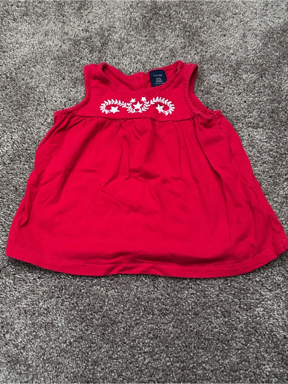 Carter's Bright Red Girls' Tank Top with White Embroidery